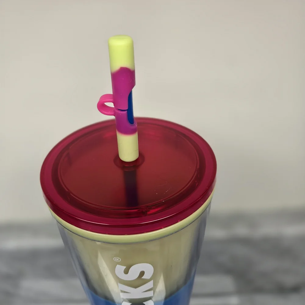Starbucks 2023 Spring Straw Topper Blue Wave Color Changing Tumbler 24oz Tumbler